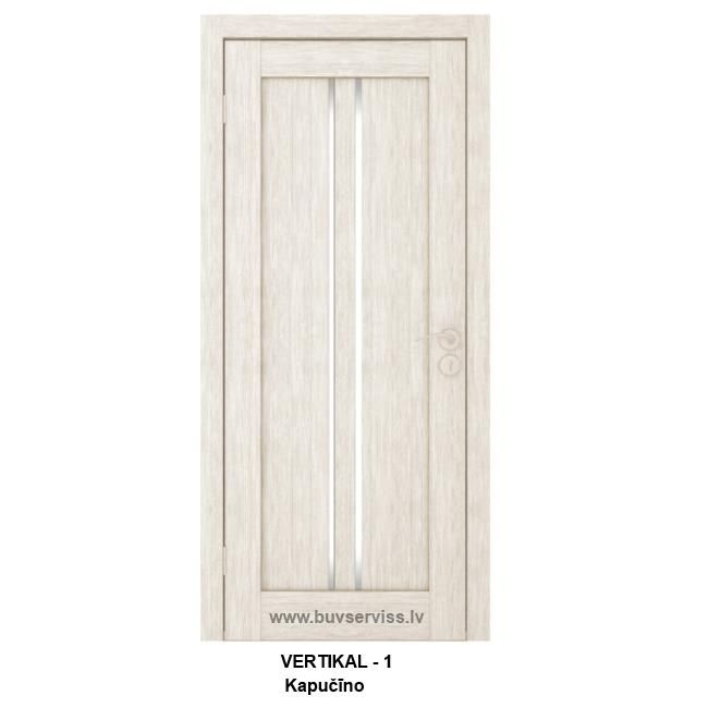 VERTIKAL - 1  60x200 cm (ar kārbu 67x204) stiklotas ar gaišu matētu stiklu, apšūta ar polipropilēna plēvi (Kapučīno)